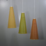 3 hanging lamps Rhodoid Rotaflex, 1950