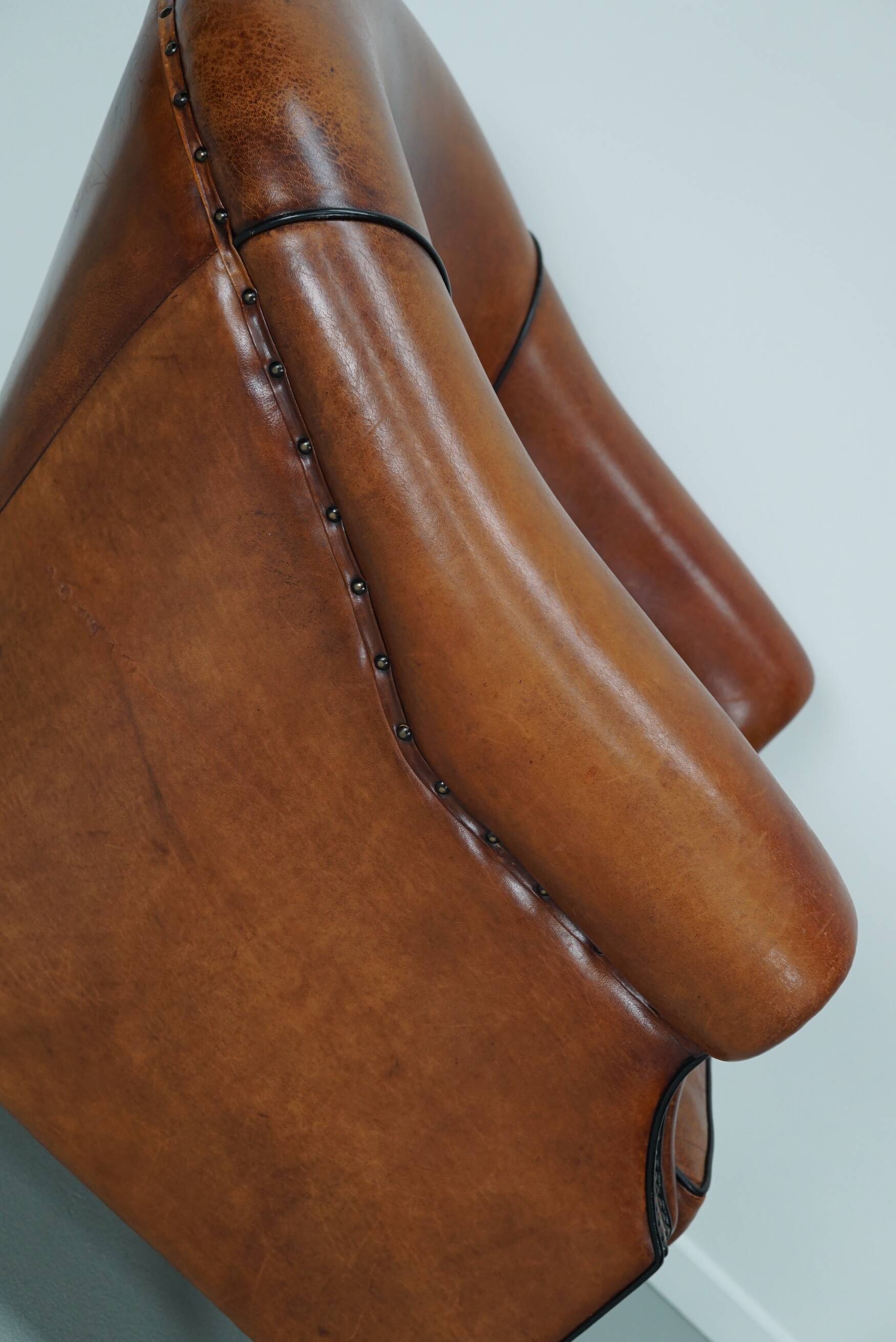Vintage Dutch Cognac Colored Leather Club Chair