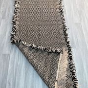 Zanafi Runner Rug, handmade Moroccan rug, flat Berber wool runner, geometric rug.