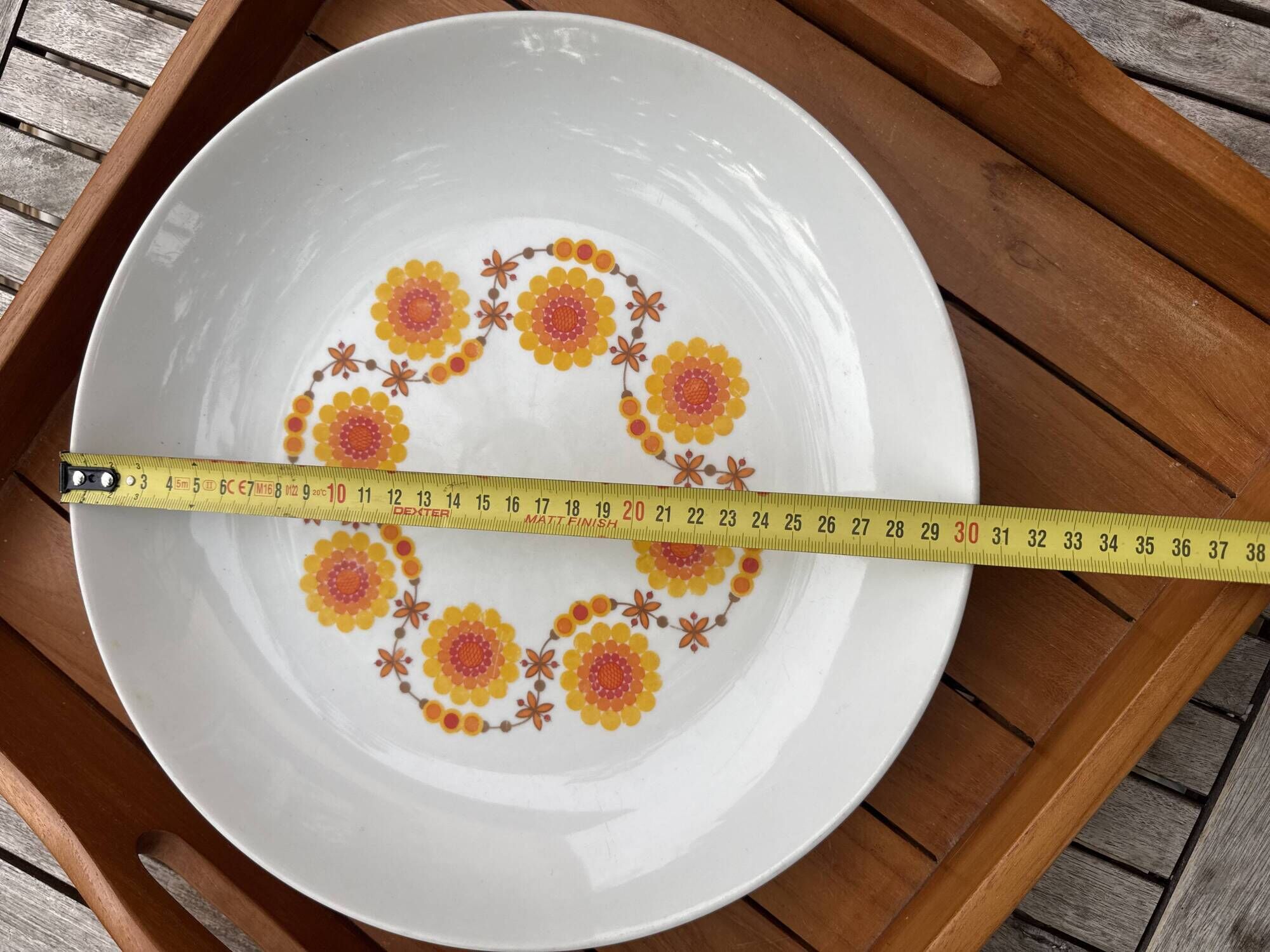 Large plate Schumann Arzberg Bavaria – Vintage orange flowers from the 70s