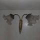 Double bronze wall light with glass tulips Art Deco