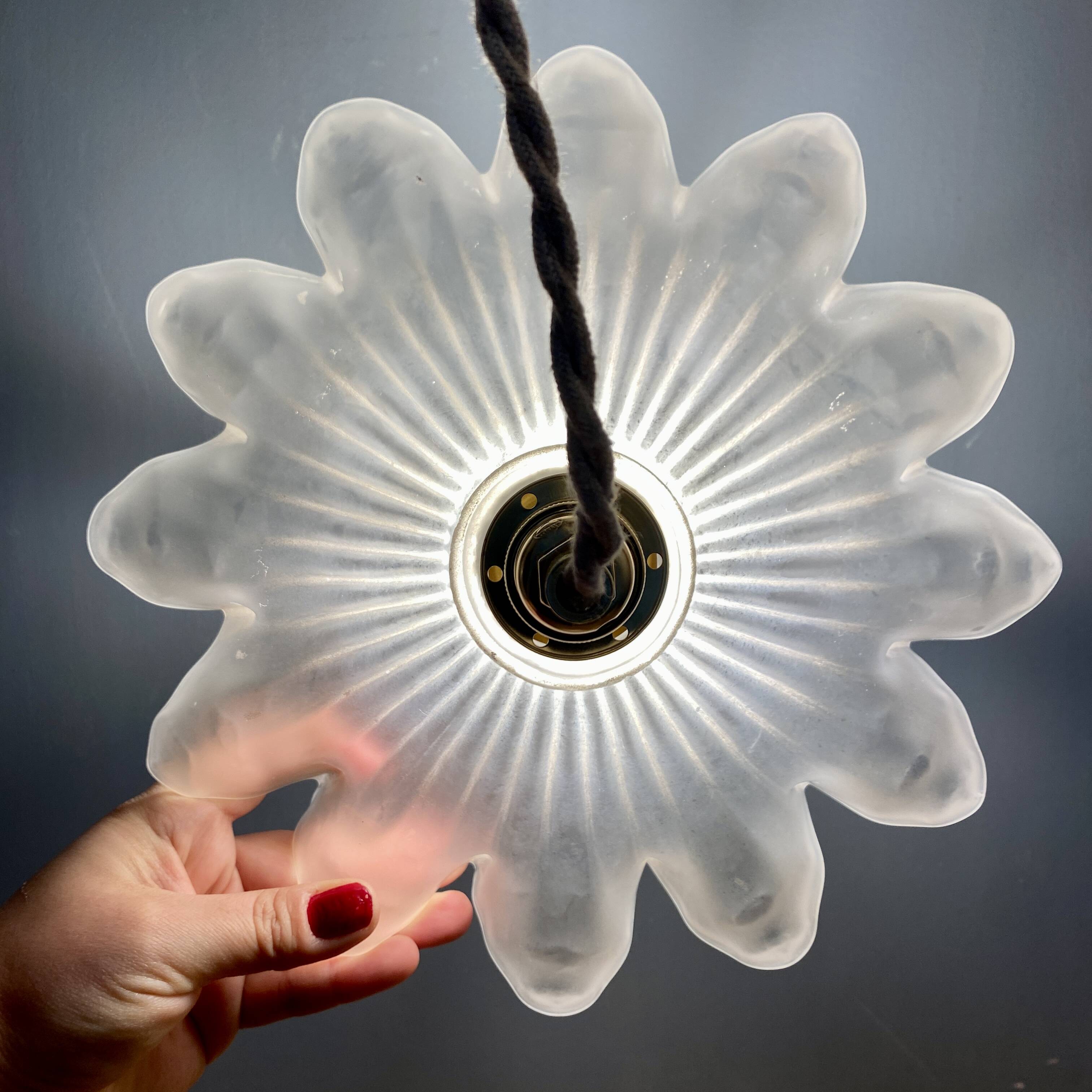Vintage frosted glass lampshade pendant light