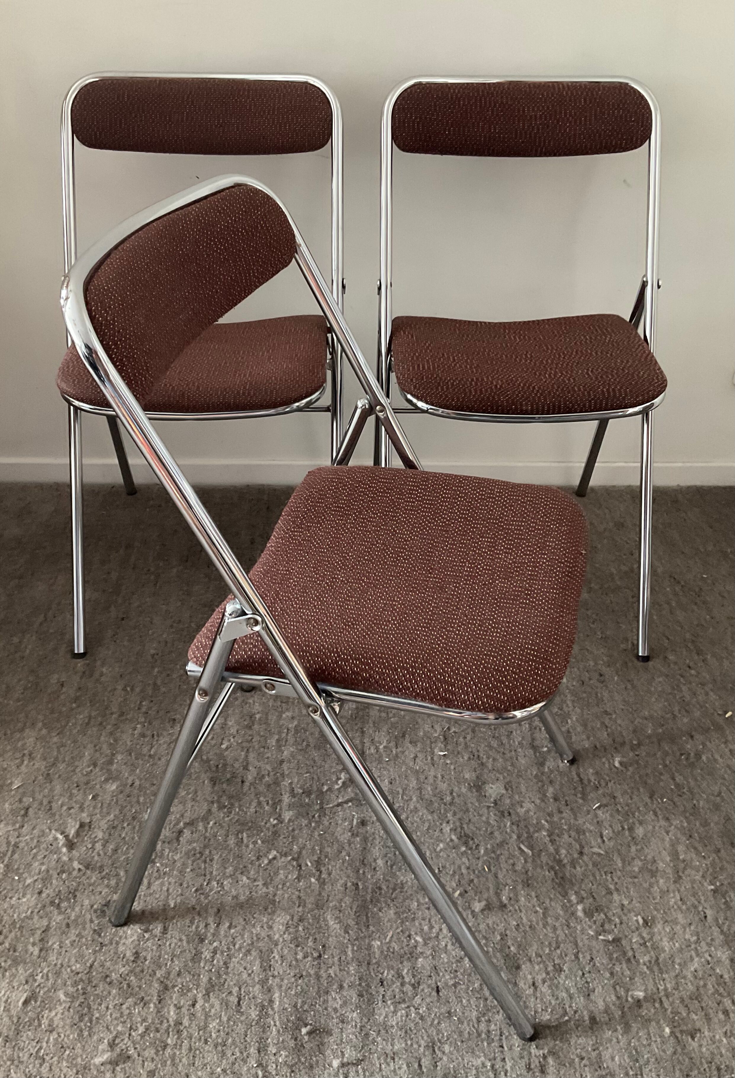 Série de 3 chaises pliantes Souvignet des années 70