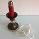 Brass lamp foot and art deco style wood