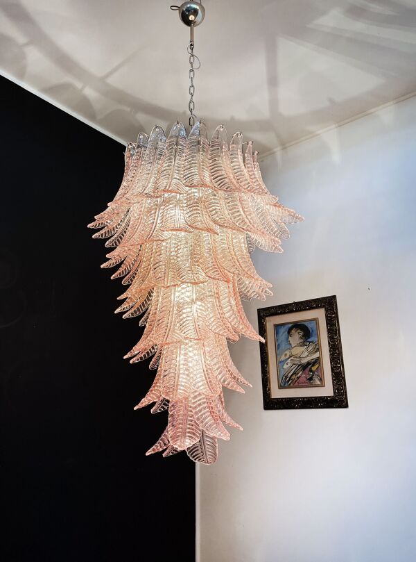 Lustre vintage italien en verre de Murano - 83 verres