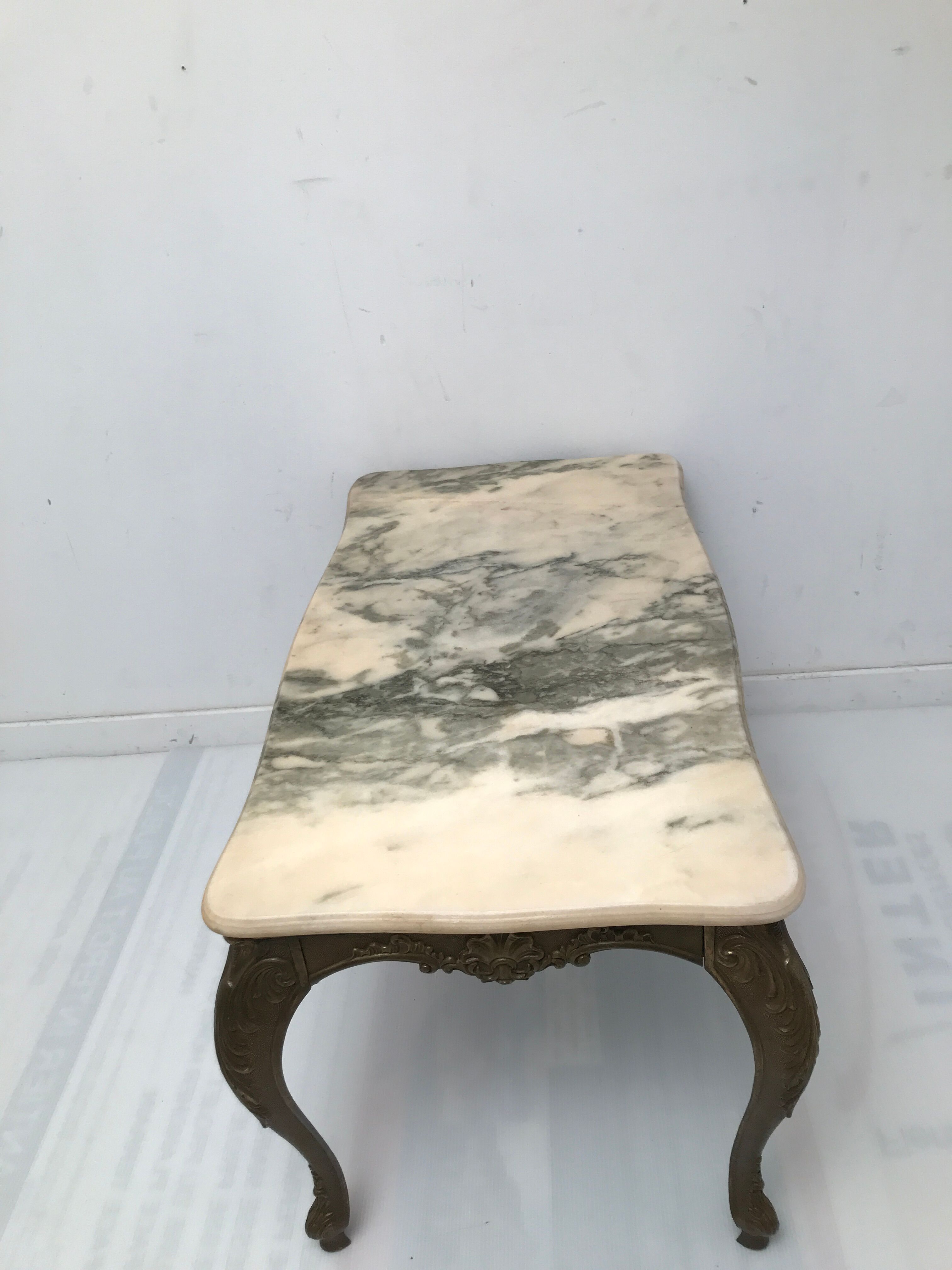 Louis XV style marble and brass coffee table