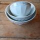 Set of 3 white and gold antique bowls - porcelain cups