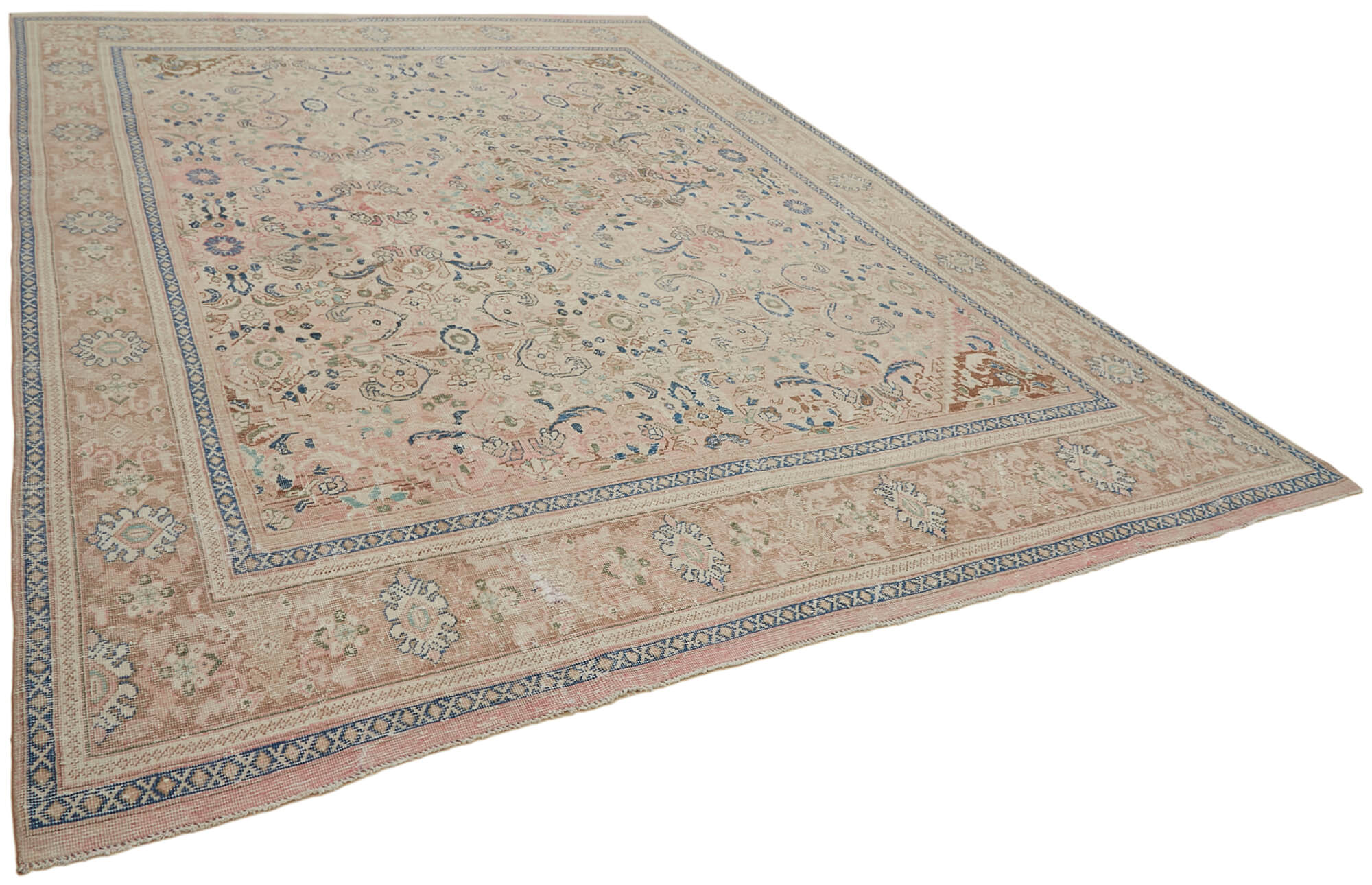 Handmade oriental unique 1980s 291 cm x 384 cm beige wool carpet