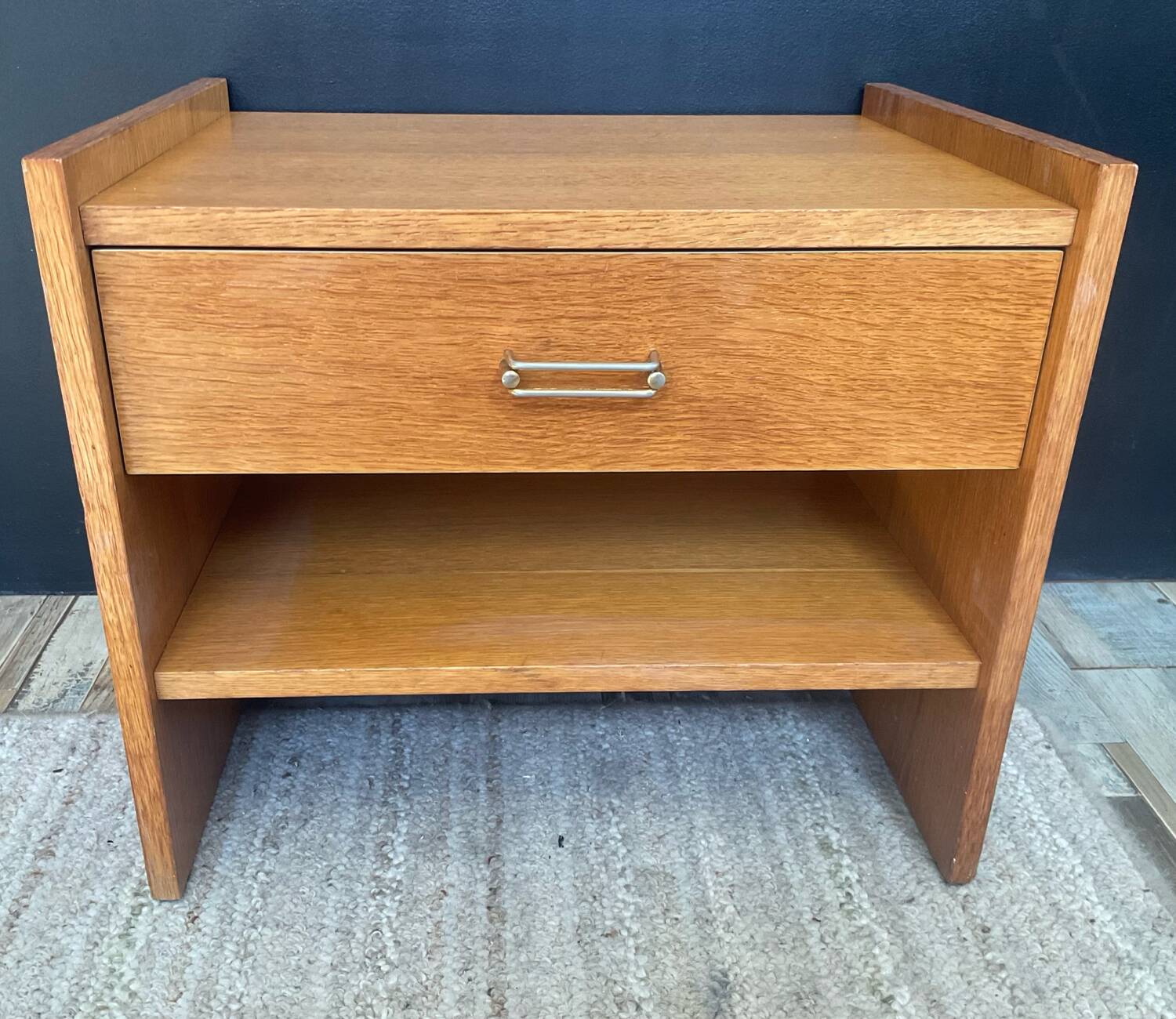 Vintage beech bedside table from the 1970s.