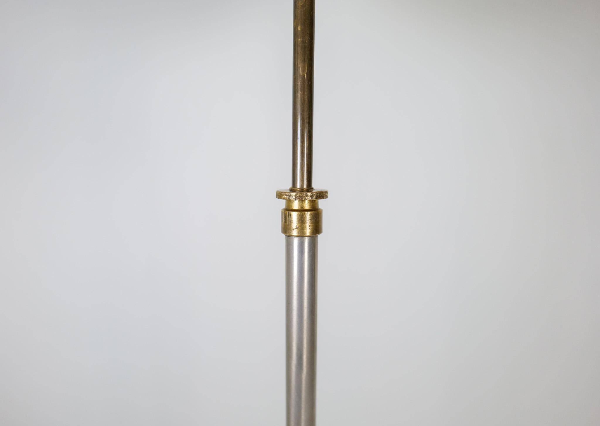 Art Deco Floor Lamp in Brass with Blackened Wood, 1940s
