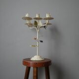 Retro Kitsch Painted Metal Candlestick Candelabra Candle Holder 5 Branches