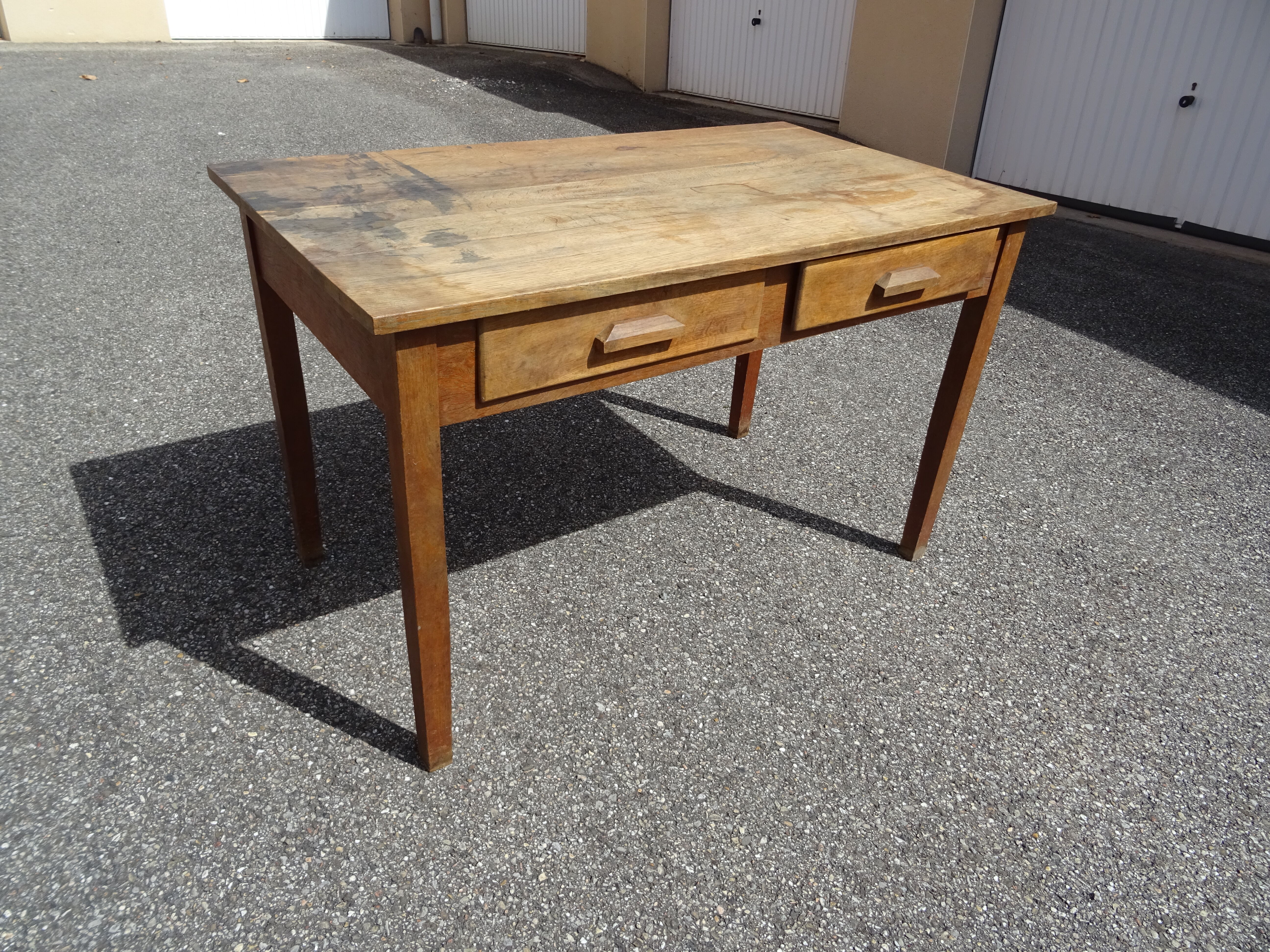 Country farmhouse table with 2 drawers