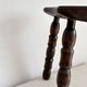 Restored dark wood tripod stool, bobbin leg, elegant furniture.