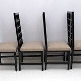 Four Black Lacquered High Back Chairs, 1979
