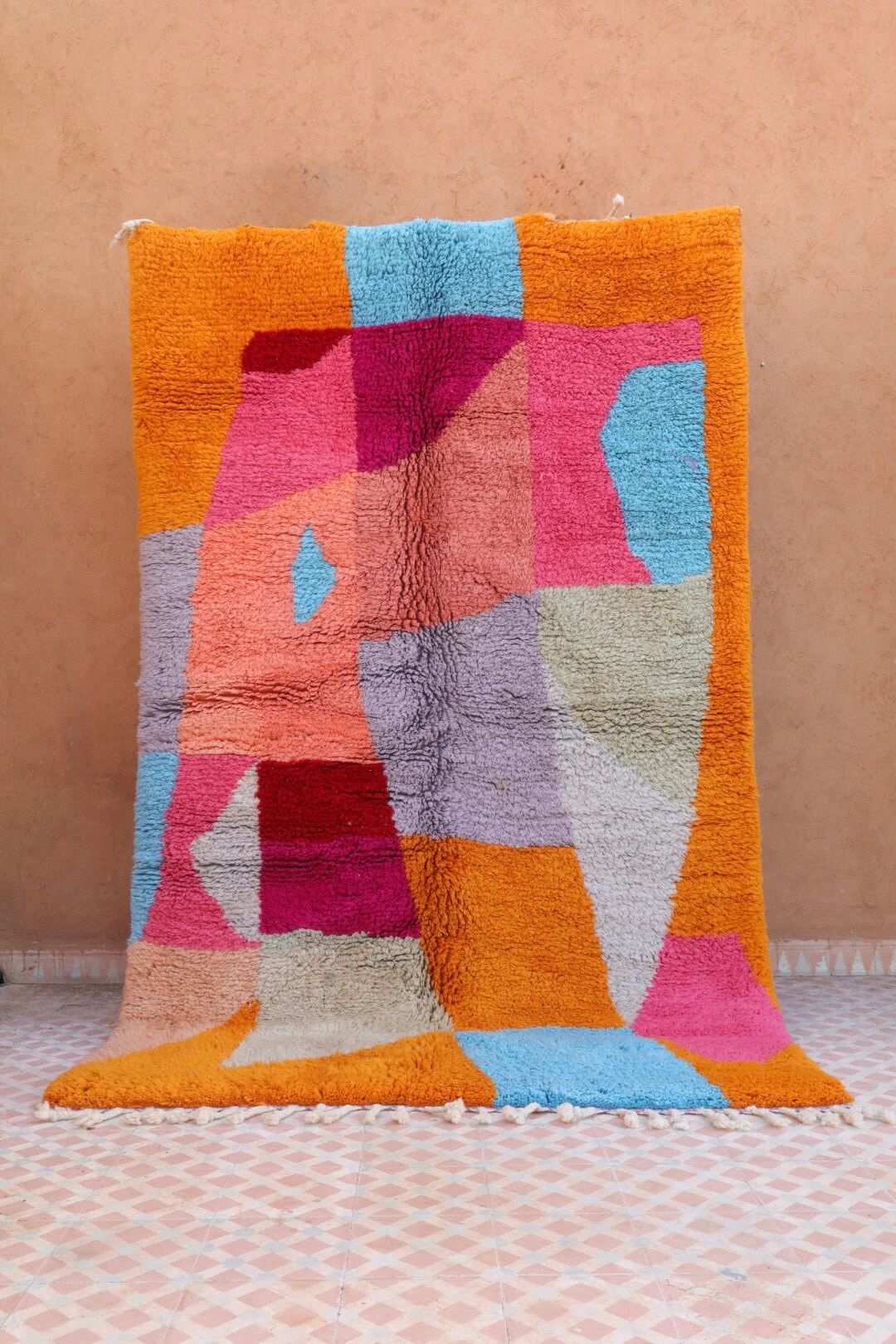 Contemporary high-quality multicoloured Azilal Berber rug - 246 x 153 cm