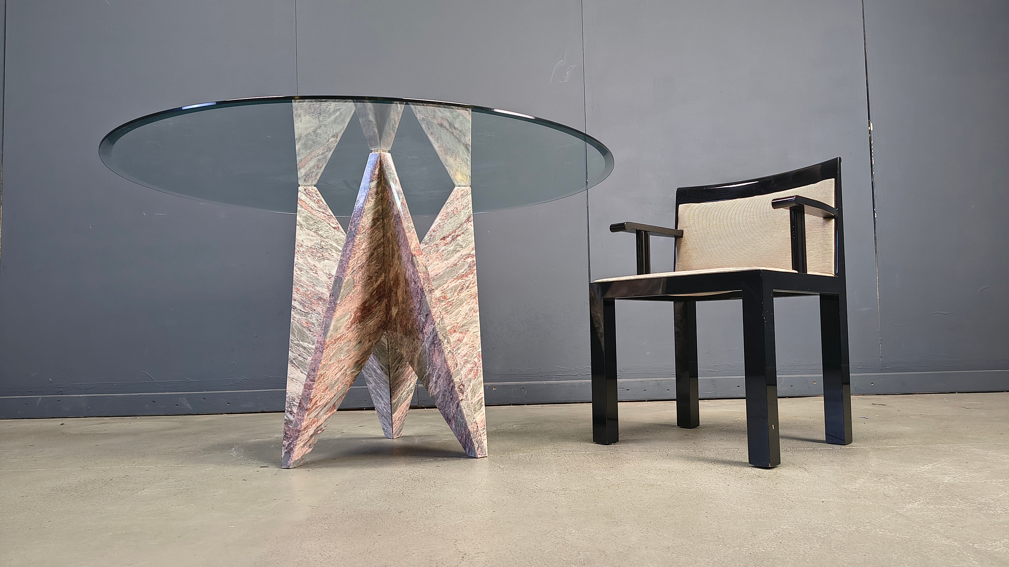 Architectural marble and glass dining table, 1970s