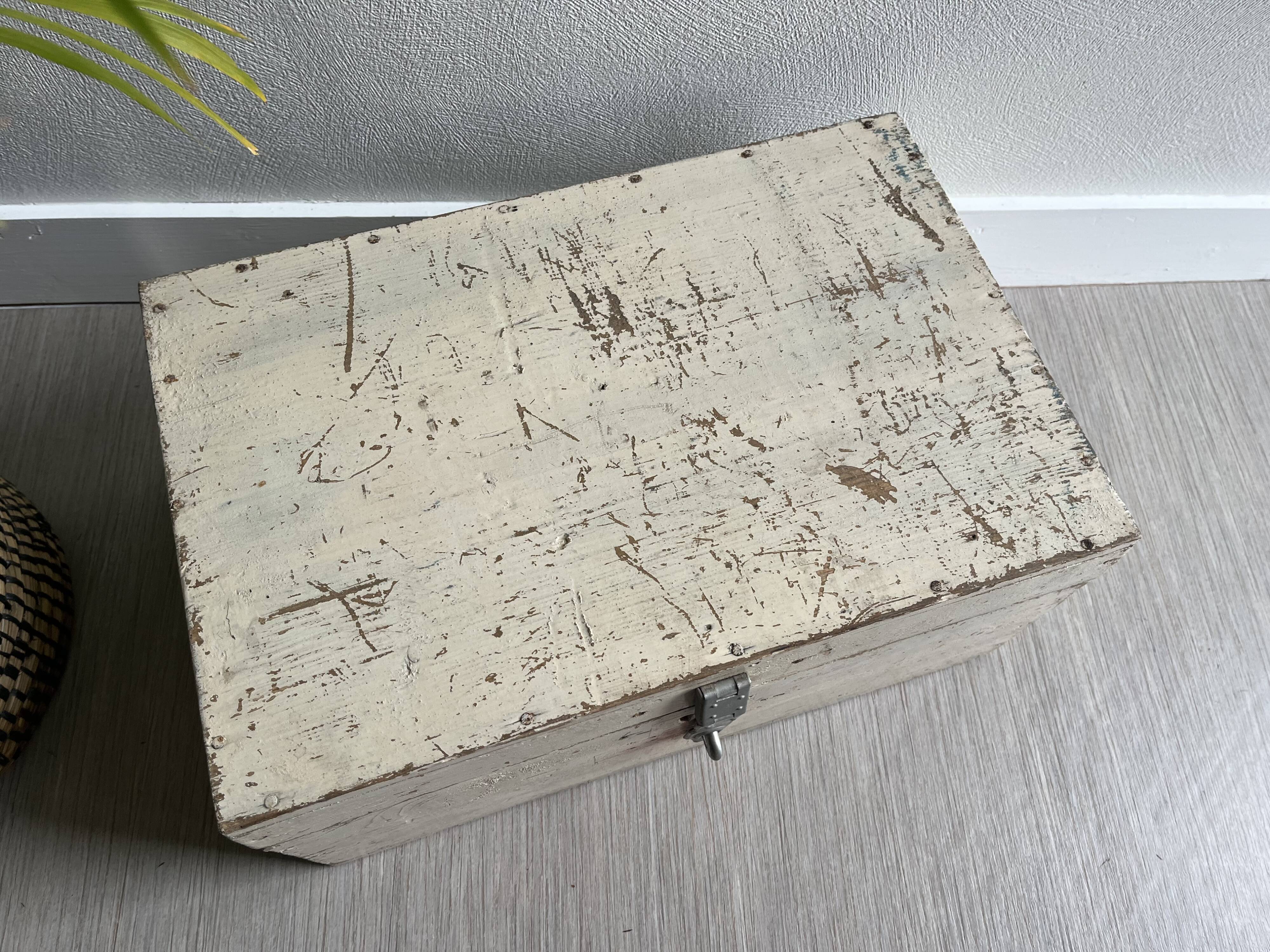 Old patinated wooden chest