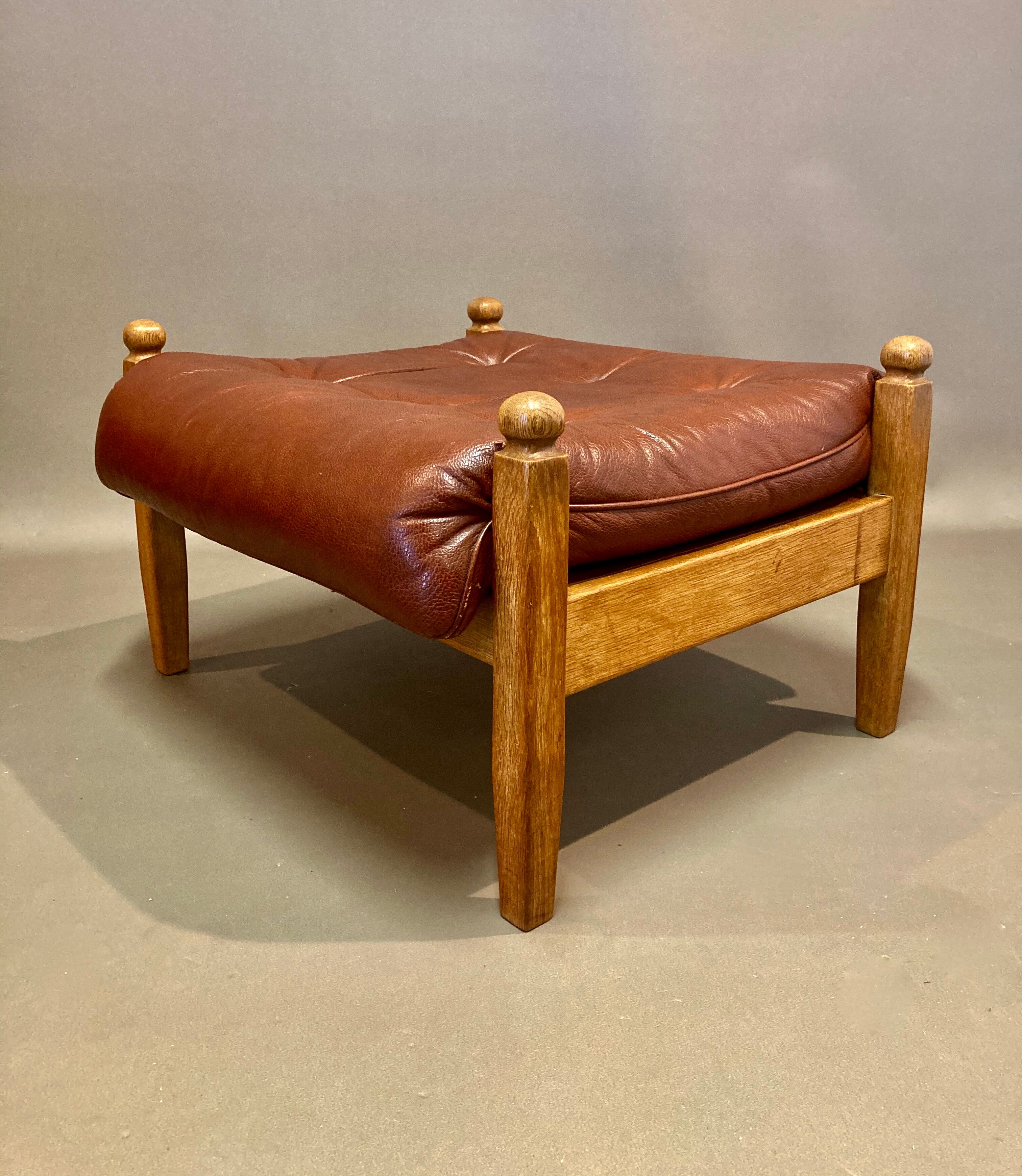 Armchair and its Ottoman leather design 1950.