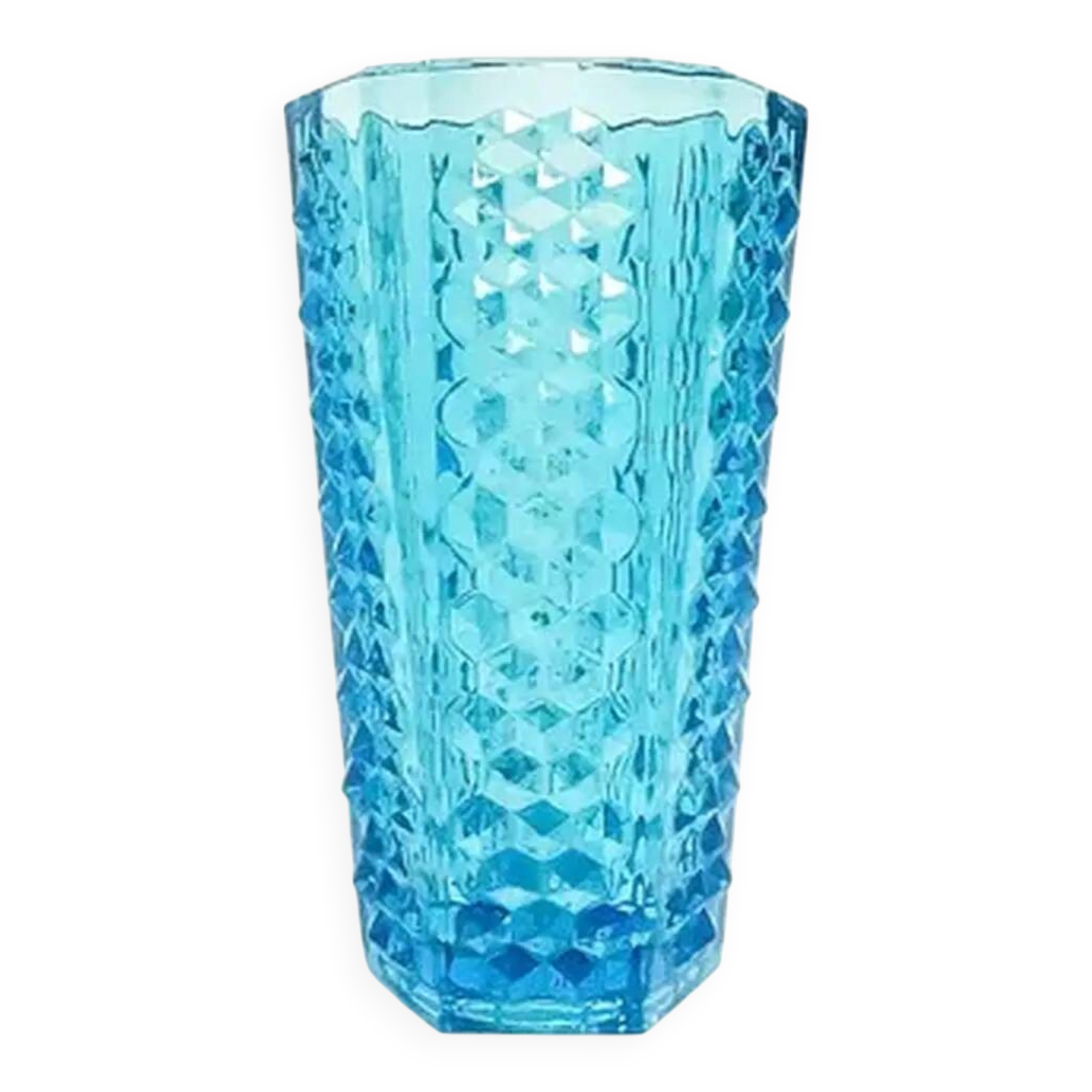 Studs vase, modernism, blue glass, Ząbkowice, Poland, 1970s