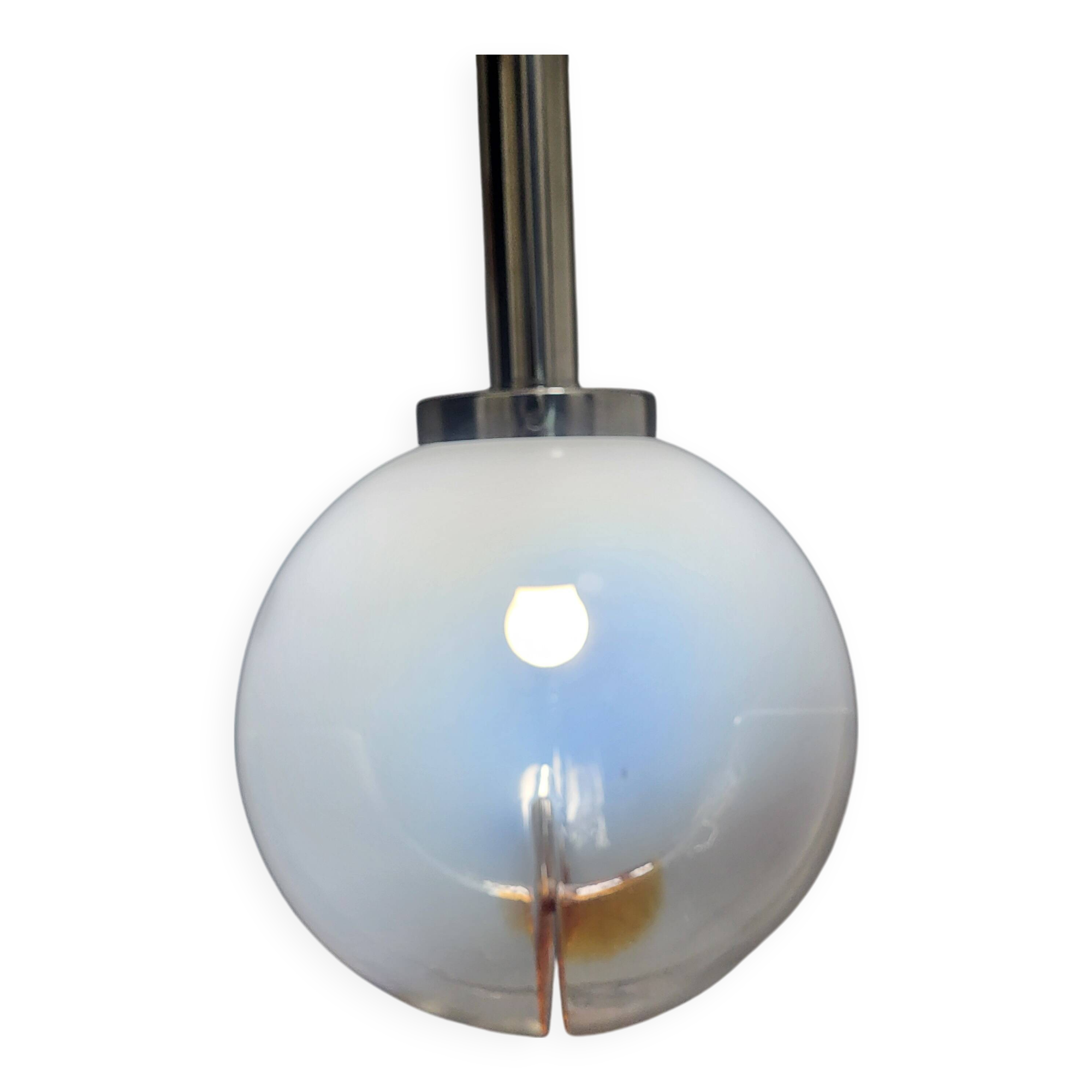 Space Age Chrome and Murano Glass Globe Lamp, Mazzega 1960-70