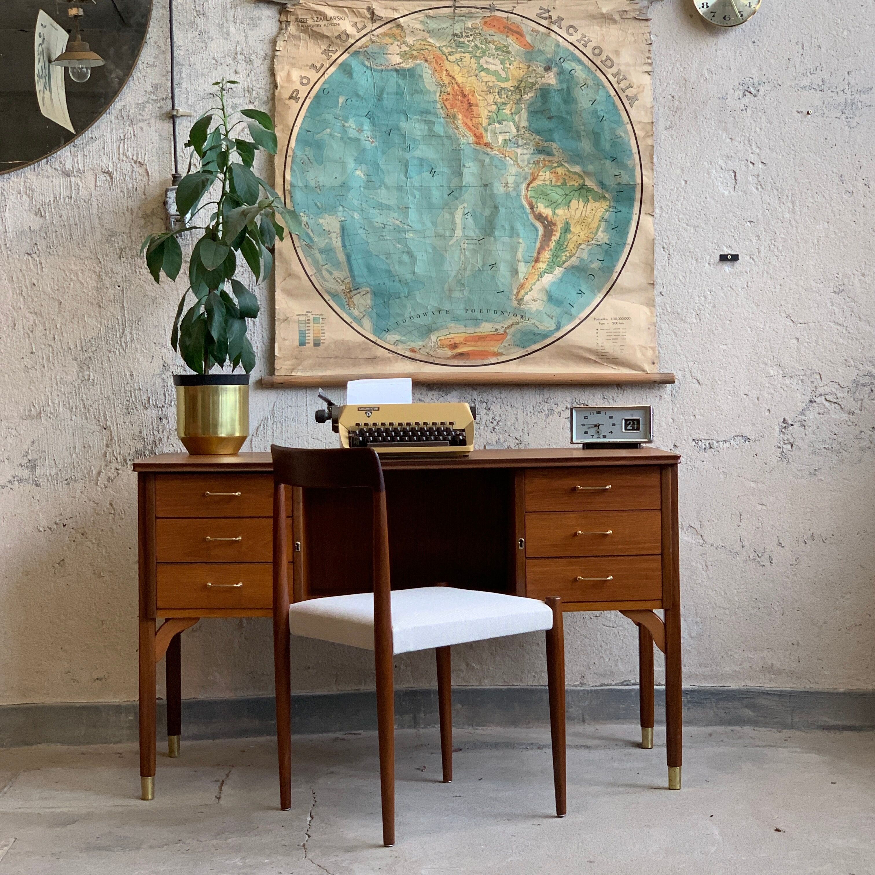 Teak desk on rosewood legs, 60s Norway, vintage