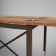 Industrial side table with metal frame and wooden top and removable platform, Belgium, 1920