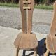 Set 4 vintage brutalist dining chairs De Puydt Belgium solid oak