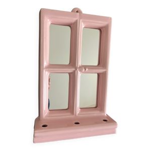 Miroir en céramique rose des années