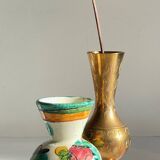 Vases céramique et laiton artisanal vintage