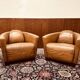 Fauteuil club vintage en cuir de mouton