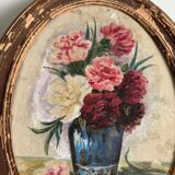 Oil on panel by A. Cruillet still life bouquet of flowers 1920