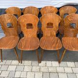 Set of 8 vintage Baumann bistro chairs from the 1970s