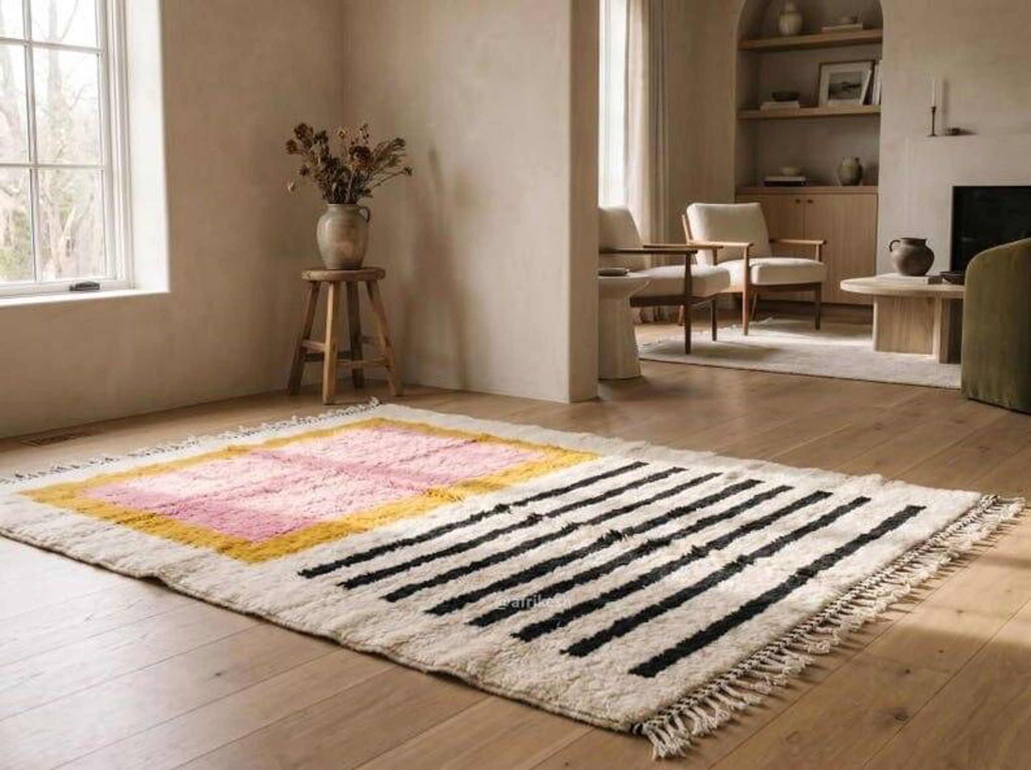 Tapis berbère fait main traditionnelle artisanale 2/3 m
