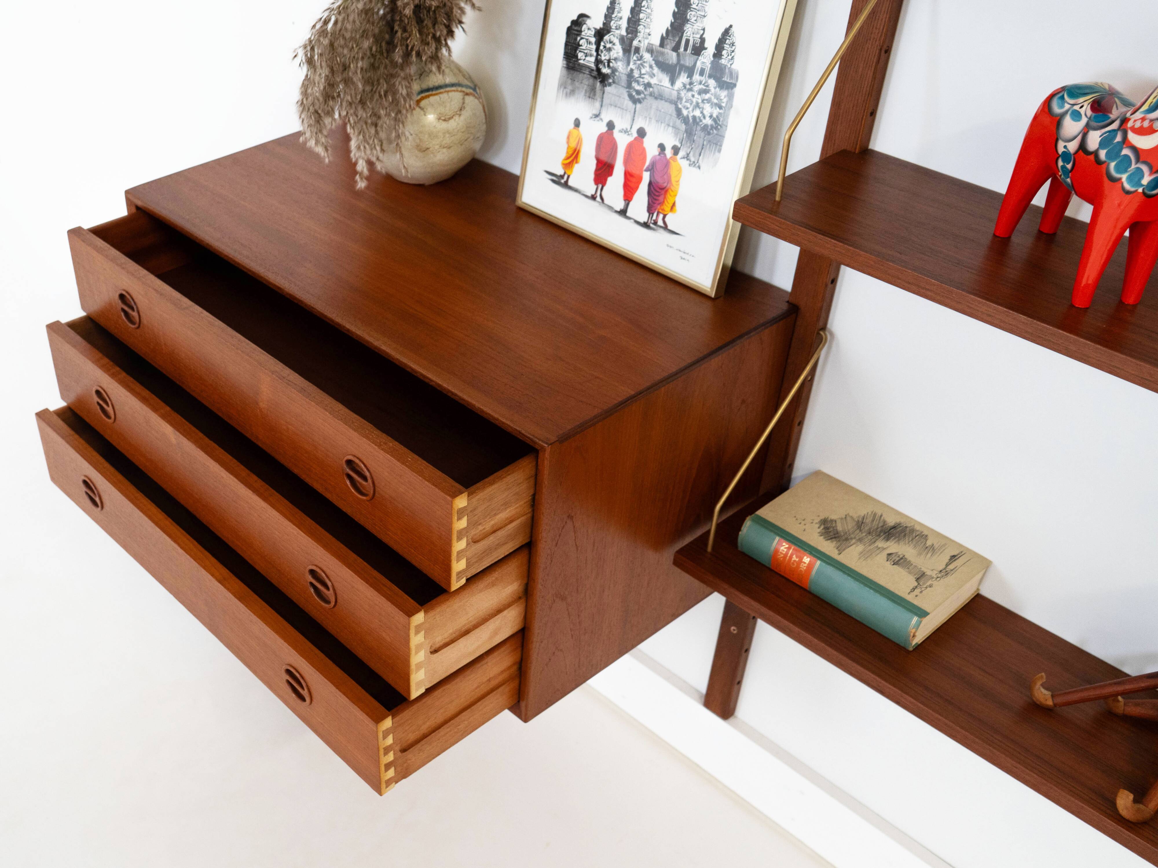 Teak modular shelving unit, Danish design, 1960s, made in Denmark
