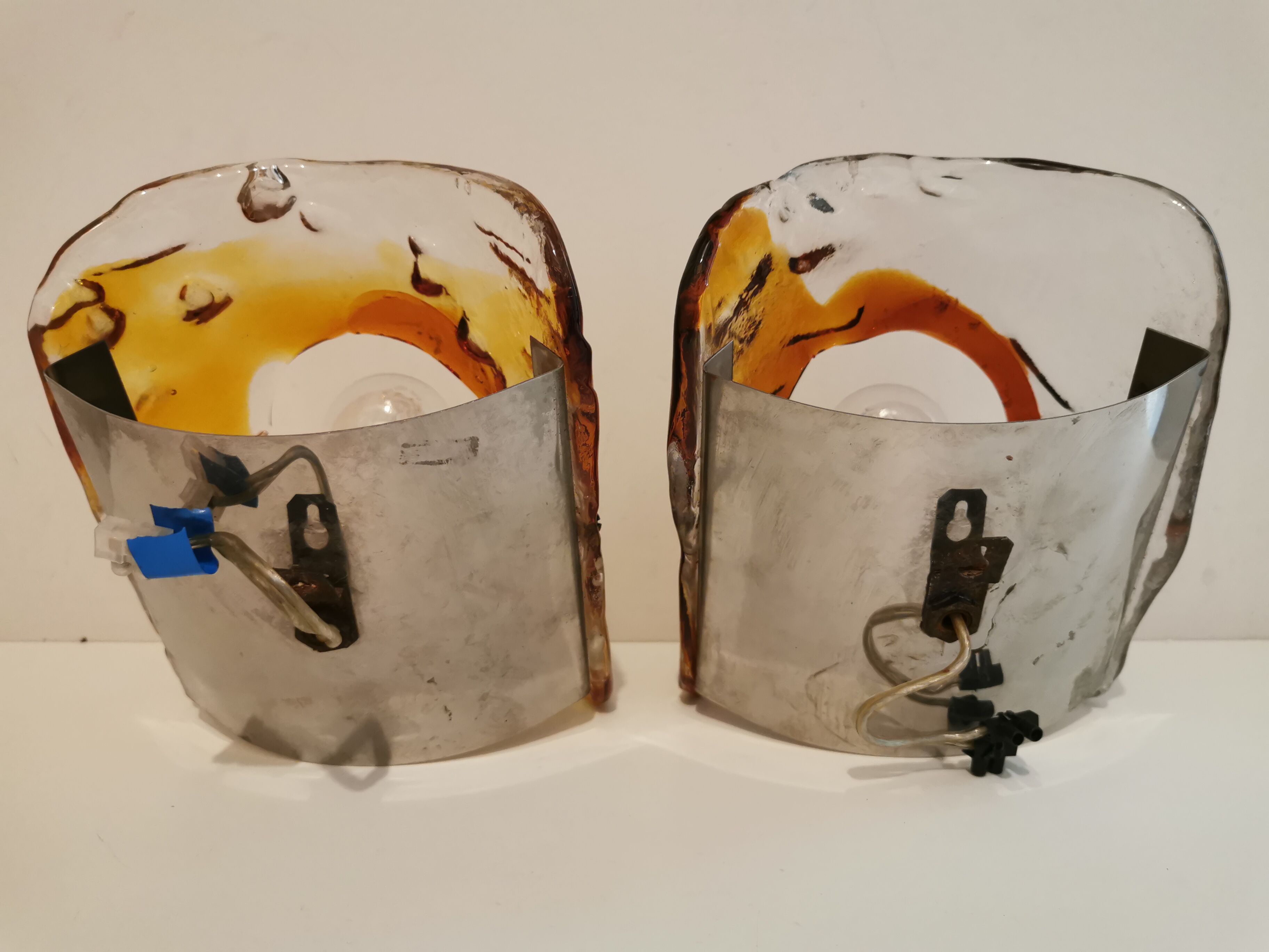 Pair of Murano glass sconces by Carlo Nason for Mazzega 70s