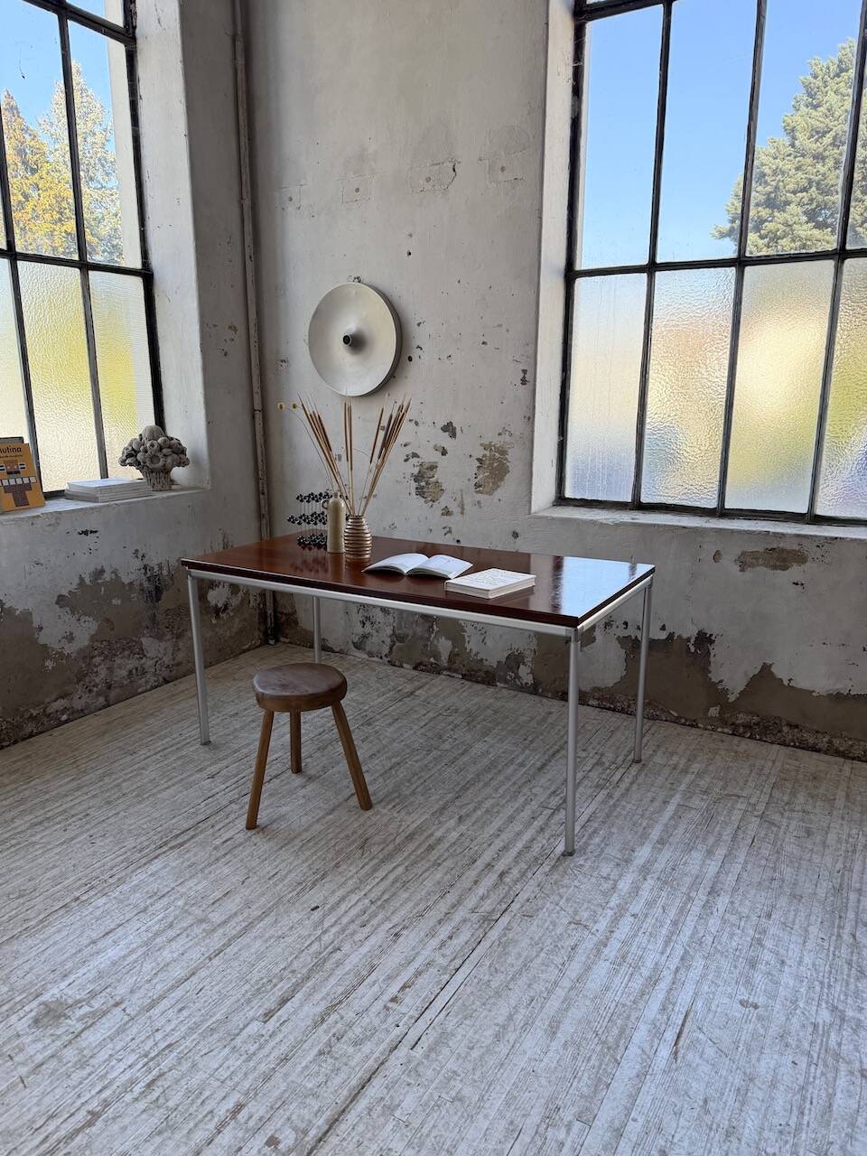 Ernst Moeckl 1960s teak desk with chrome base
