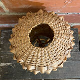 Vintage 50s Tiki Rattan Lamp + Woven Natural Fibre Ball