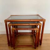Bamboo and rattan nesting tables