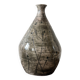 Japandi vase in glazed and incised ceramic, signed with a stamp.