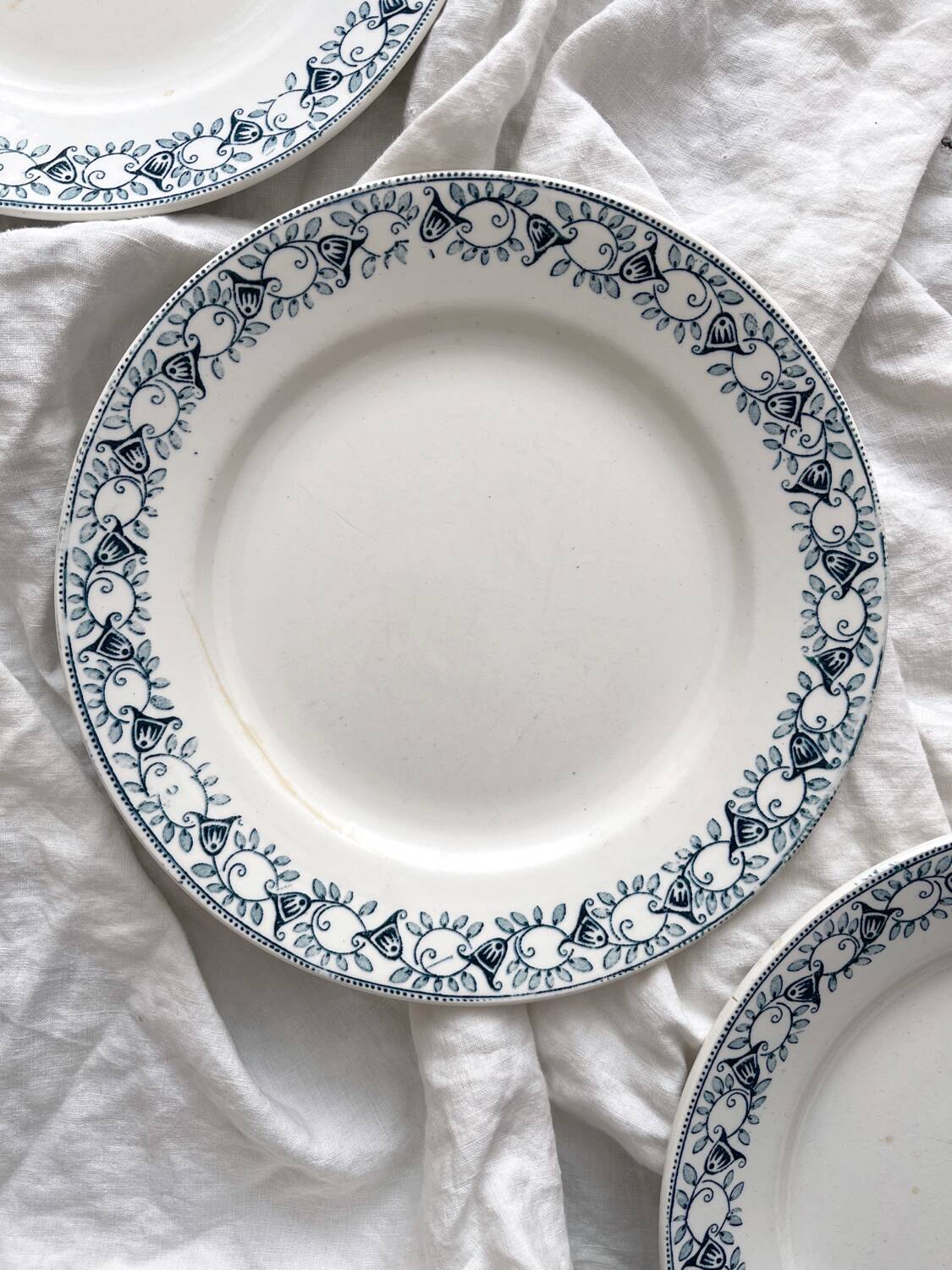 3 flat ironstone plates “Jenny” Saint Amand