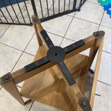 Scandinavian wooden side coffee table with vintage 50s swivel top