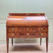 Cylinder Desk In Walnut Veneer From Louis XVI XVIII Eme Century