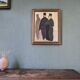 Peinture à l’huile figurative vintage suédoise moderne du milieu du siècle « Les prêtres », encadrée