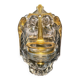 Old wall-mounted holy water font in moulded glass decorated with angels.