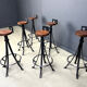Vintage brutalist wrought iron bar stools, 1960s - set of 6