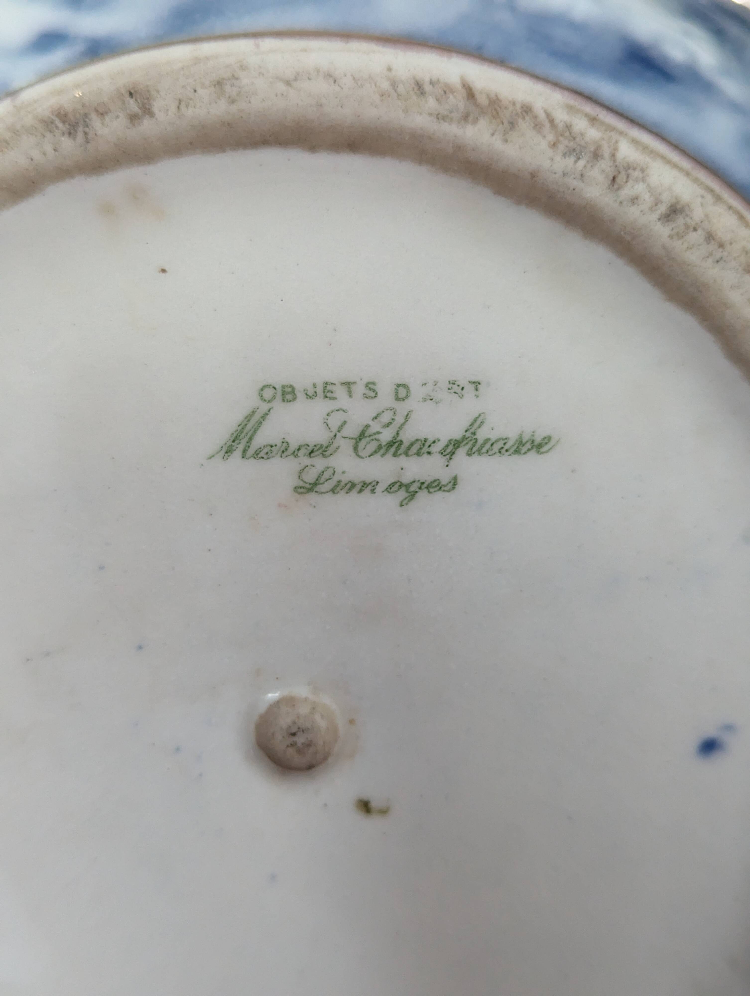 Blue Limoges porcelain vase