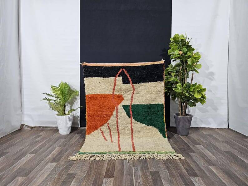 Tapis en laine coloré, tapis tribal 150/250cm