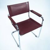 chairs in burgundy leather, Fasem, 1980s