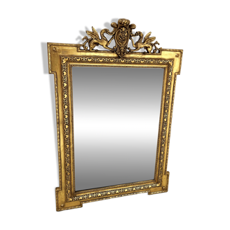 Louis XVI style mirror in wood and gilded stucco, 19th century