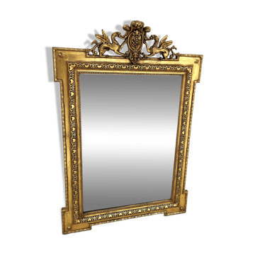 Louis XVI style mirror in wood and gilded stucco, 19th century